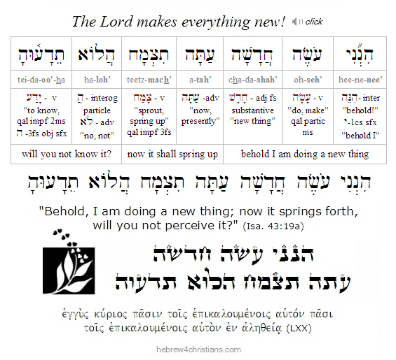 Isa. 43:19a Hebrew lesson