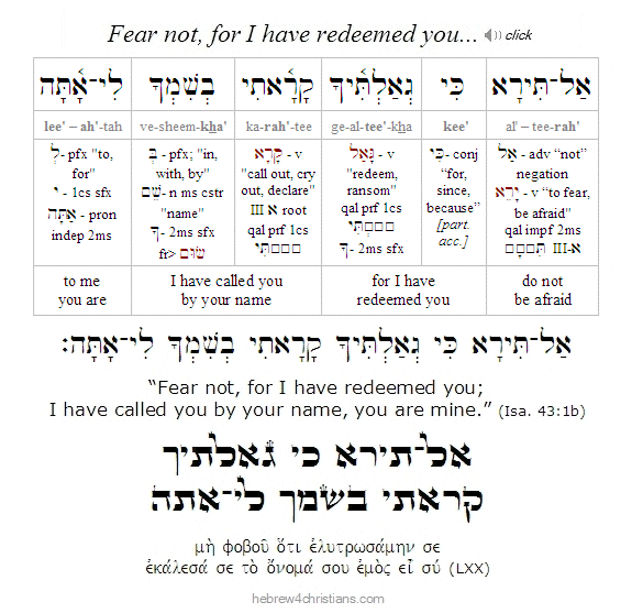 Isaiah 43:1b Hebrew analysis