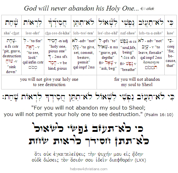 Psalm 16:10 Hebrew lesson