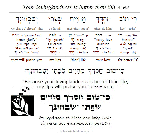 Psalm 63:3 Hebrew Analysis