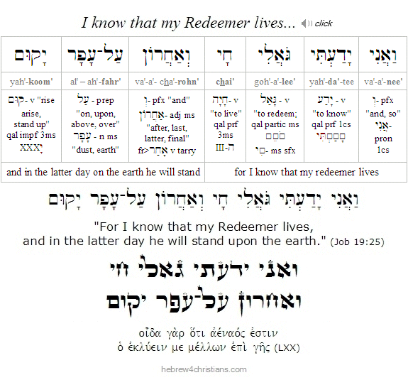 Job 19:25 Hebrew Lesson