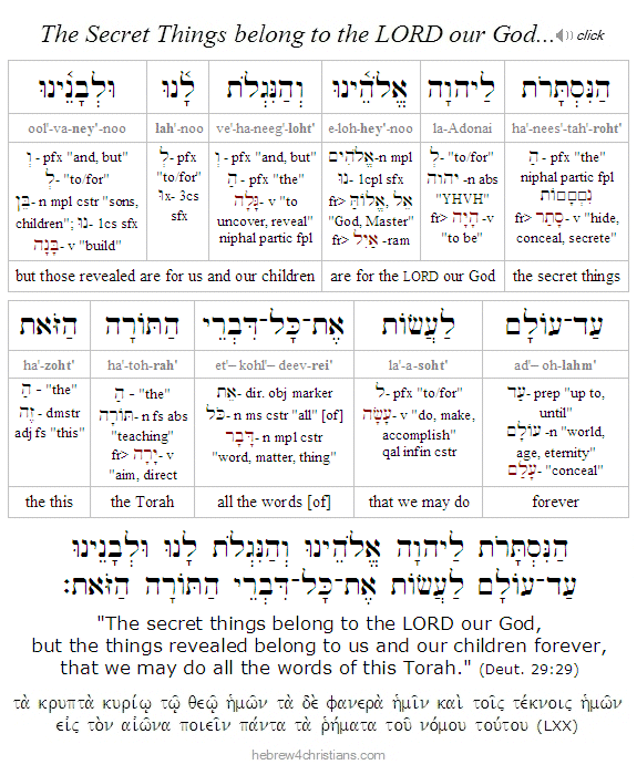 Deut. 29:29 Hebrew Lesson