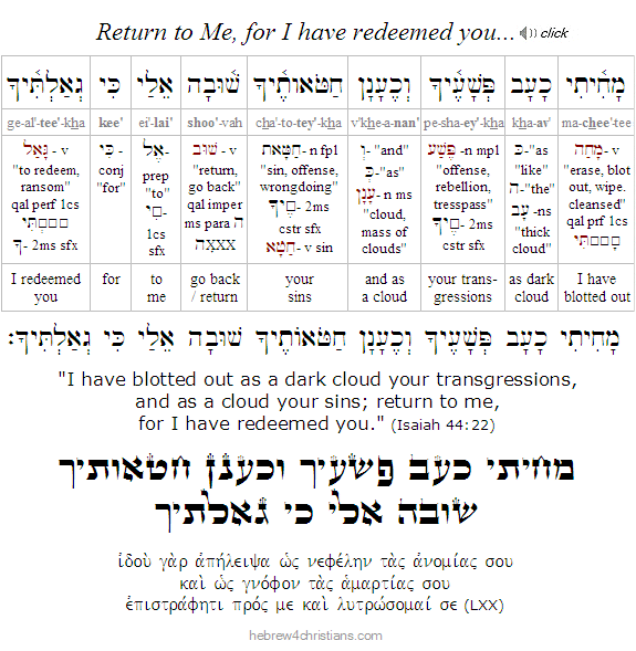 Isaiah 44:22 Hebrew Lesson