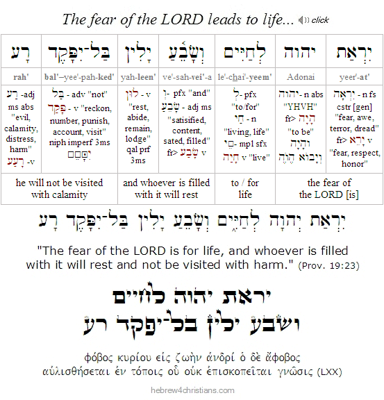 Proverbs 19:23 Hebrew analysis